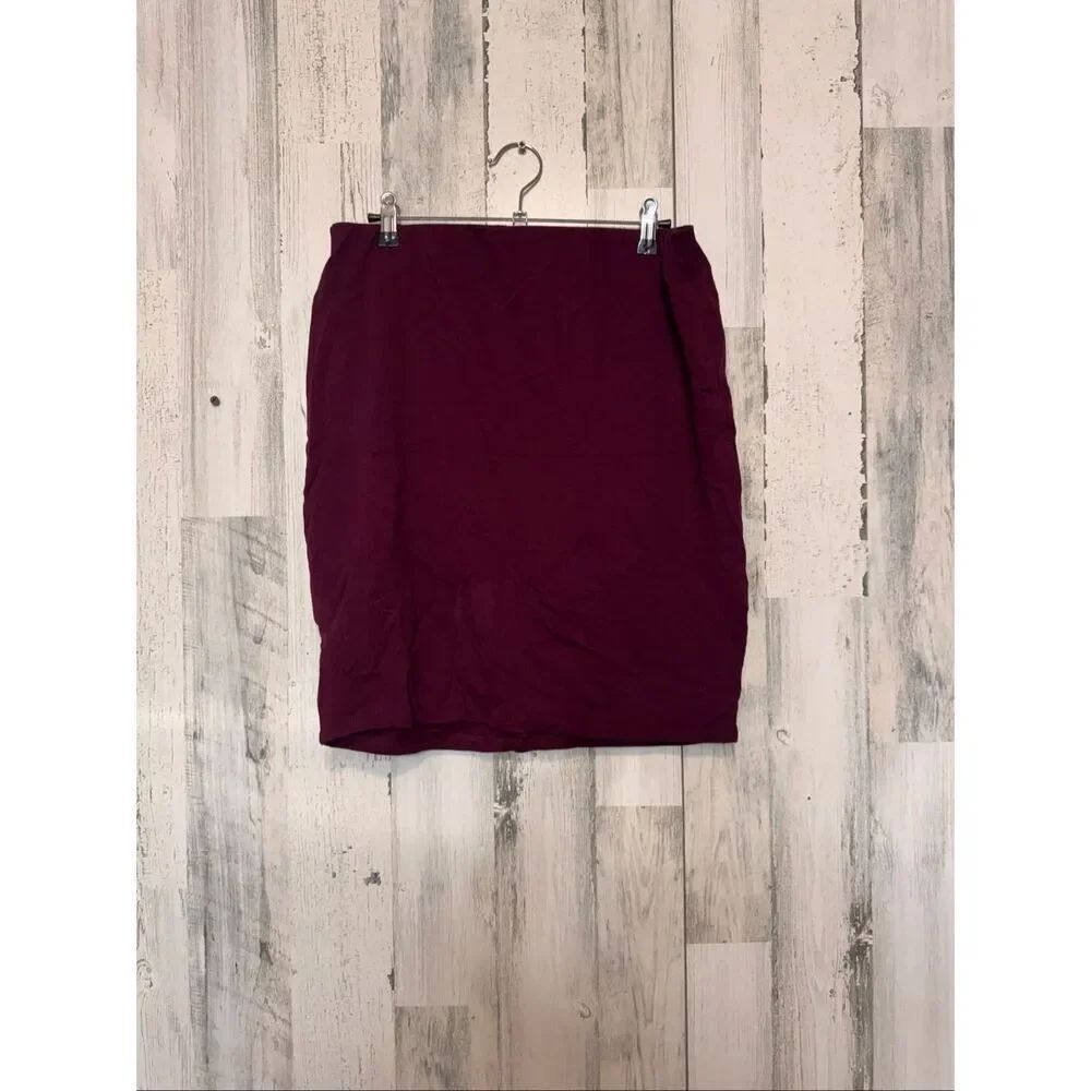 IRIS Burgundy Pencil Skirt Plus Size 1X Stretch Bodycon Office Career Midi